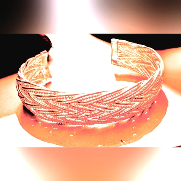 Vintage Estate Native Twine Braided Sterling Silver Cuff 7- 7.5 inch  Bracelet . - Picture 7 of 12